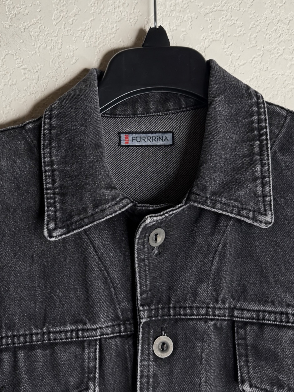 VTG 80’s Black Denim Jean Jacket Woman’s 1X Shoulder Pads Cropped Grunge